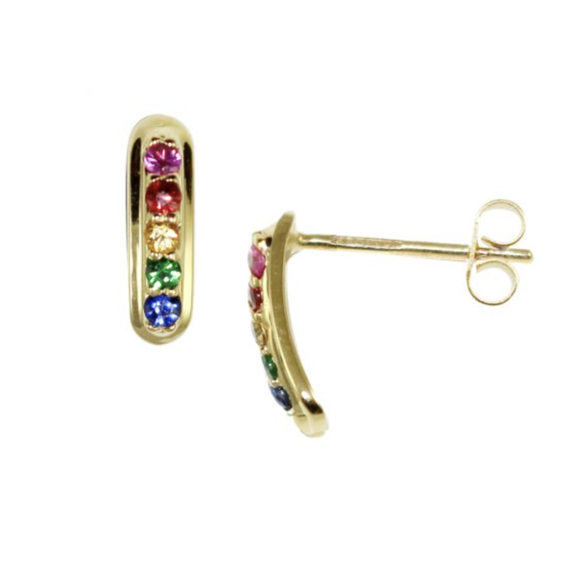 Sapphire And Tsavorite Garnet Rainbow Earrings