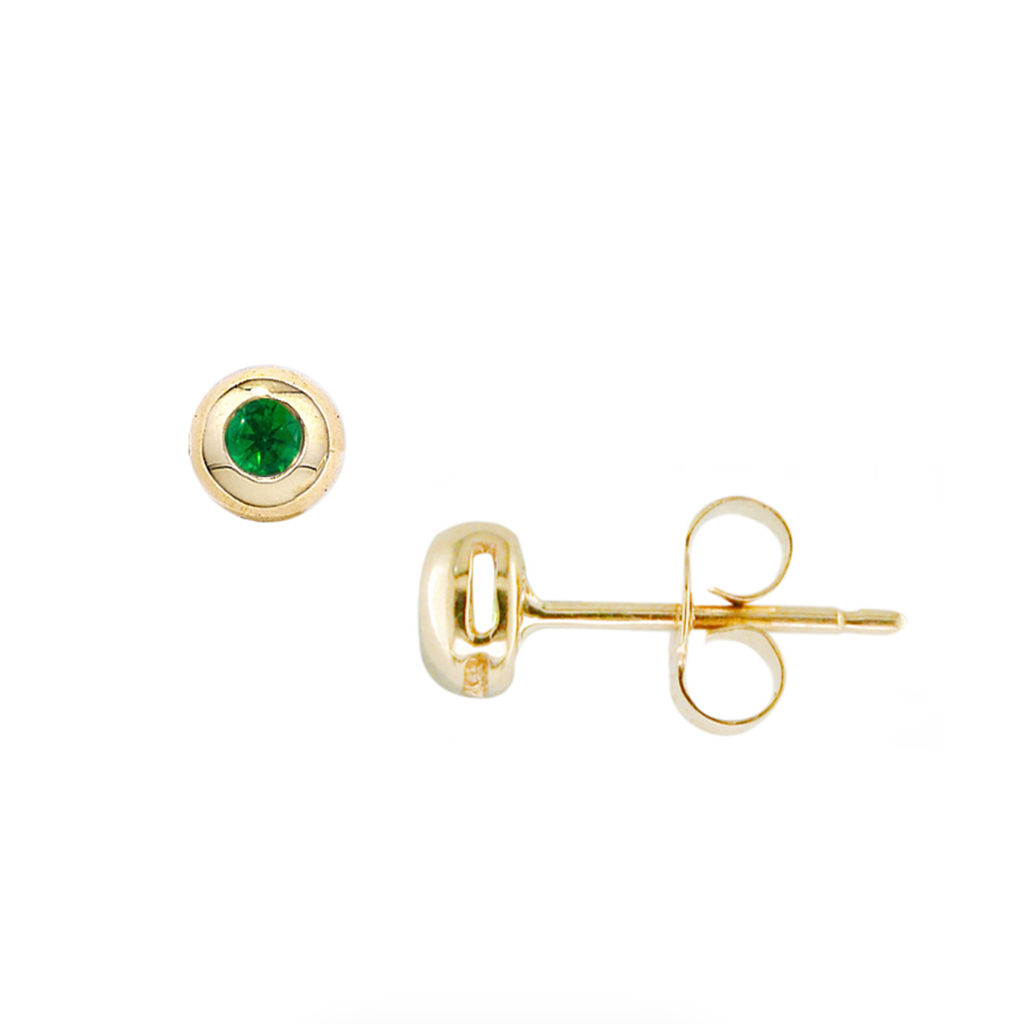 Single Emerald Earring Studs