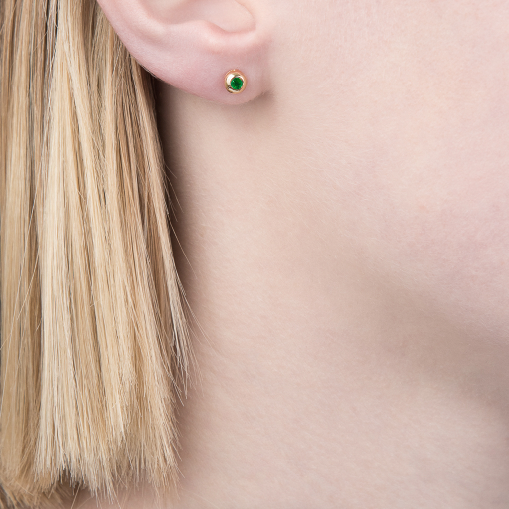 Single Emerald Earring Studs