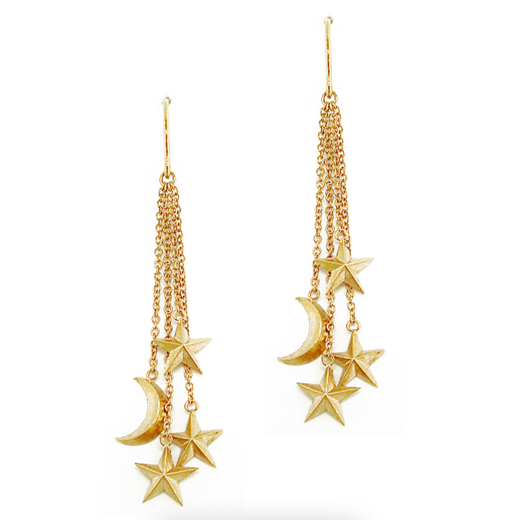 Star And Moon Drop Earrings