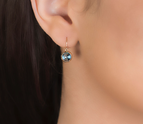 Classic Bubble Blue Topaz Drop Earrings