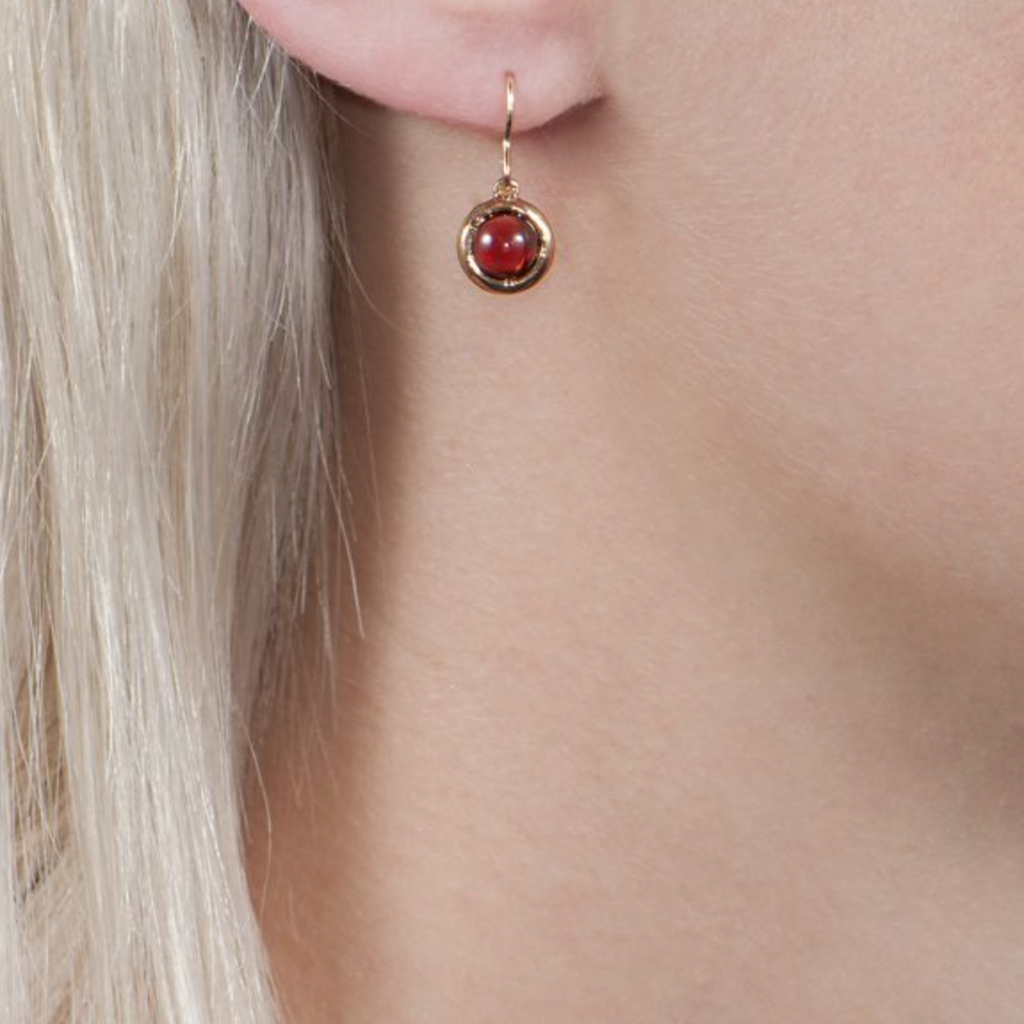 Classic Bubble Garnet Drop Earrings