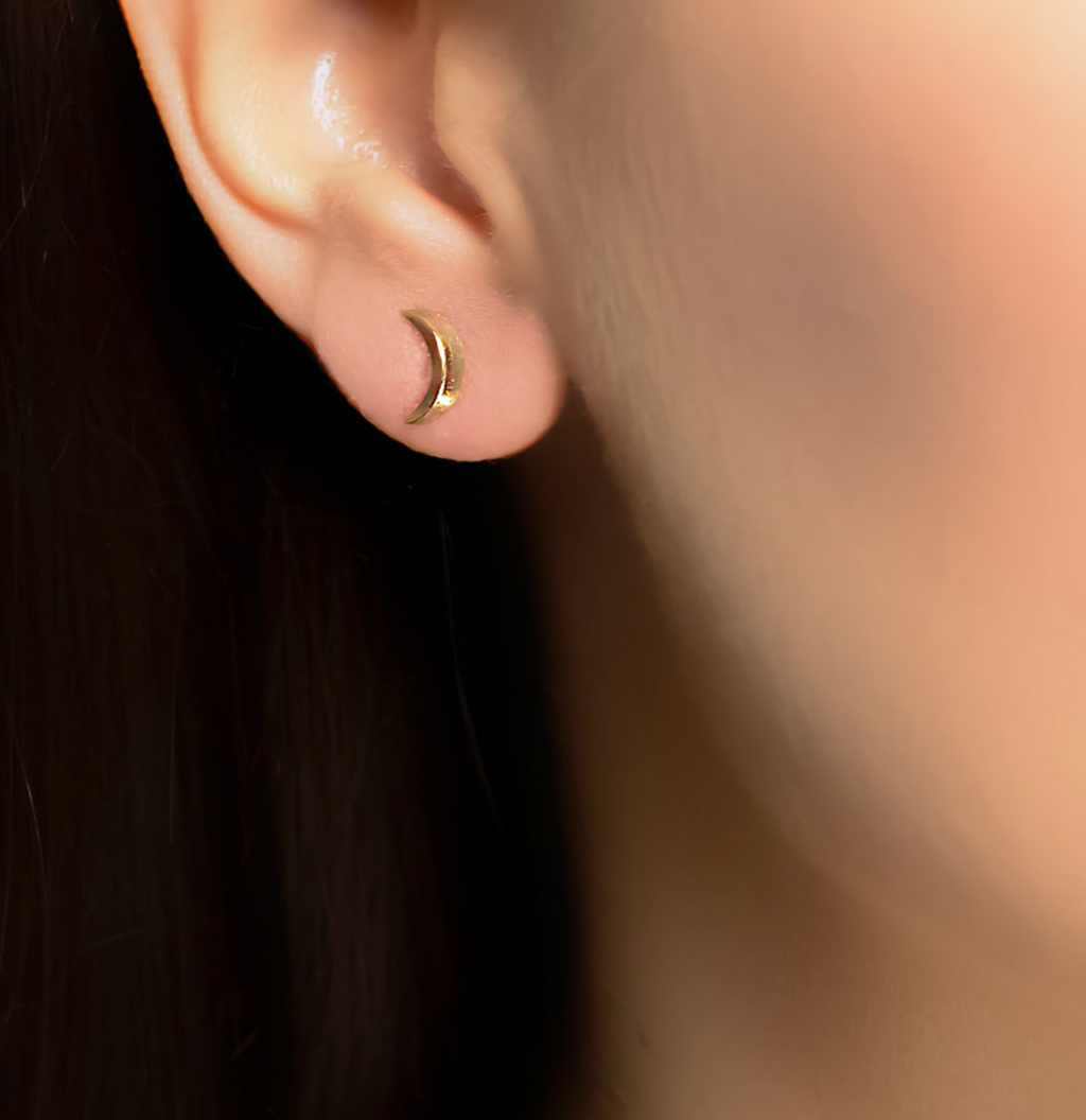 Starry Night 3D Moon Stud Earrings